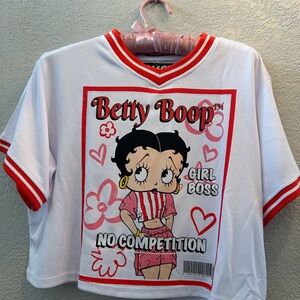 Betty Boop Graphic Cropped Jersey Girl Boss SZ M